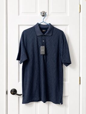 Men's Dark Blue Grid Polo